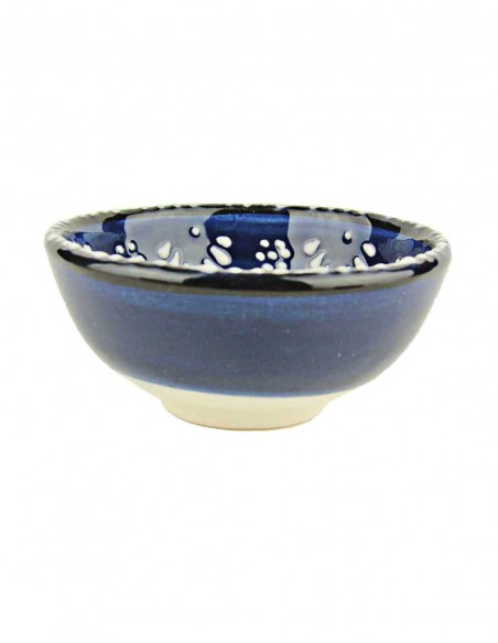 Bol turc bleu marine à fleurs en relief, 3,25 po