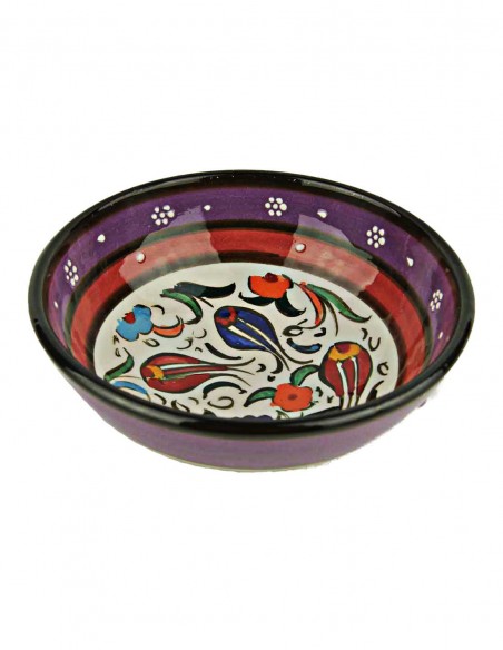 Bol turc violet et rouge à tulipes, modèle A, 4,75 po