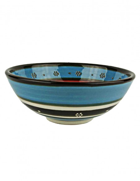 Turkish sky blue and red tulip bowl, 4.75 in