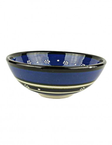 Turkish navy blue and sky blue tulip bowl, 4.75 in