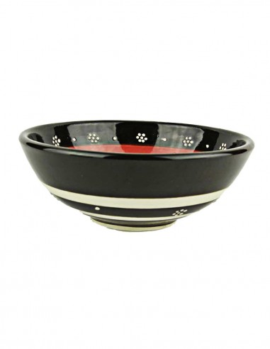 Turkish black and red tulip bowl, 4.75 in