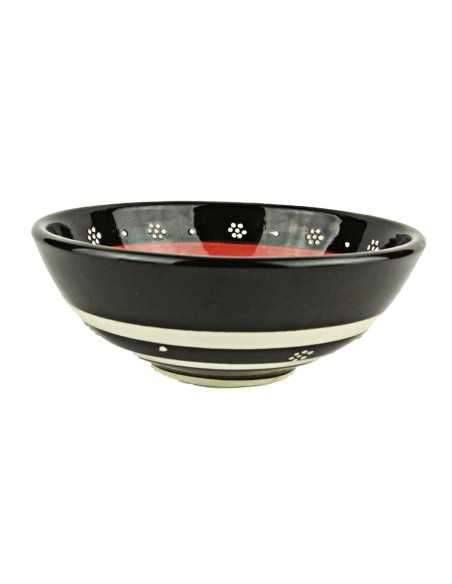 Turkish black and red tulip bowl, 4.75 in
