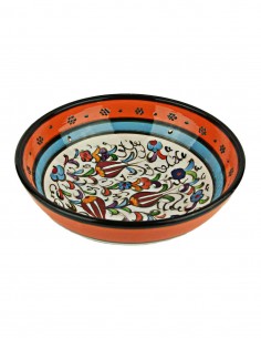 Bol turc orange et bleu ciel à tulipes, 6,25 po