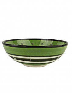 Turkish green bowl, tulips and blue flowers, 6.25 in 2