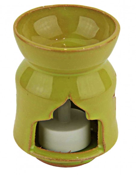 Olive green ceramic fragrance diffuser, rounded, model A