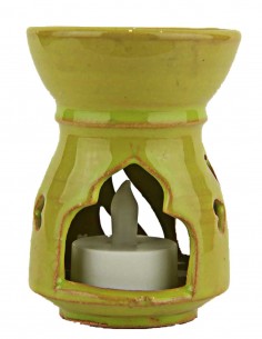 Olive green ceramic fragrance diffuser with flared bowl
