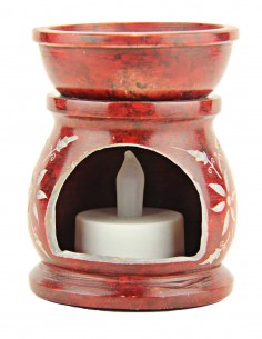 Diffuseur de parfum rouge à fleurs gravées