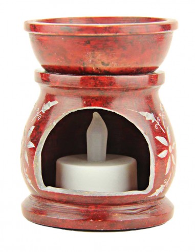 Diffuseur de parfum rouge à fleurs gravées