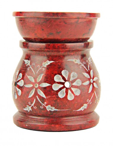 Diffuseur de parfum rouge à fleurs gravées