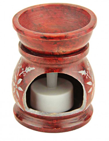 Diffuseur de parfum rouge à fleurs gravées