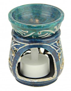Blue and turquoise fragrance diffuser with engraved scrolls 2