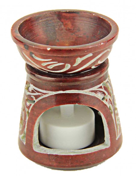 Diffuseur de parfum bordeaux à volutes gravées