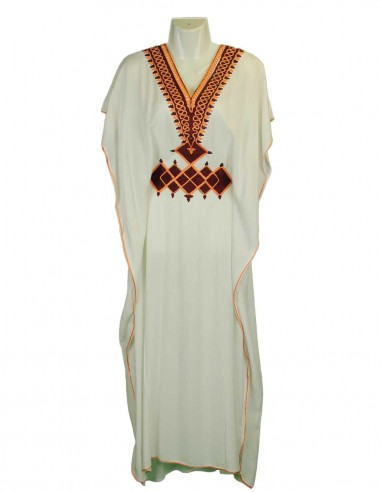 Women's white djellaba with red and black...