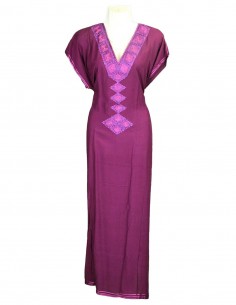 Women's plum djellaba with lilac embroidery, model B