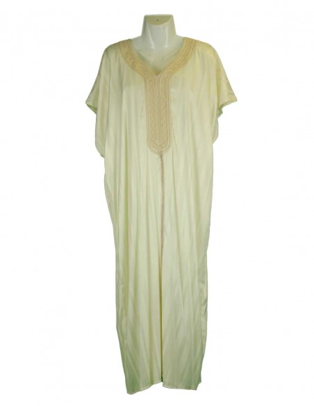Men's ivory djellaba with gold V embroidery