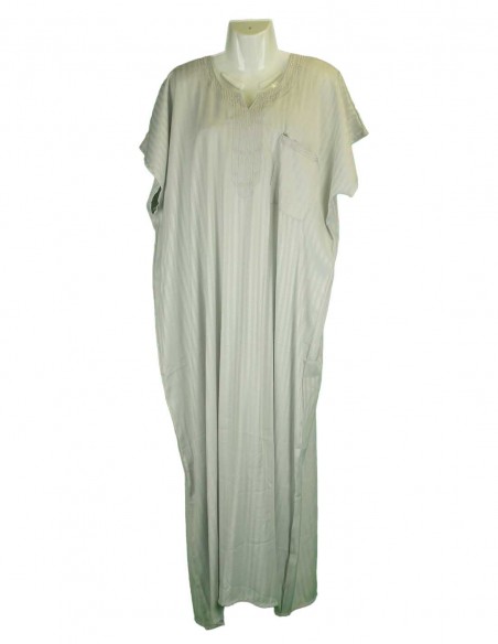 Men's light grey djellaba with stripes