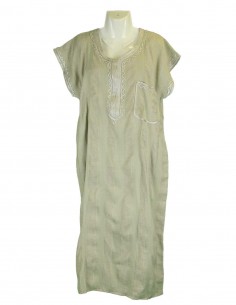 Men's sage green djellaba with embroidery and pocket