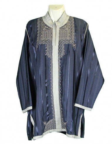 Moroccan tunic, navy striped with silver...