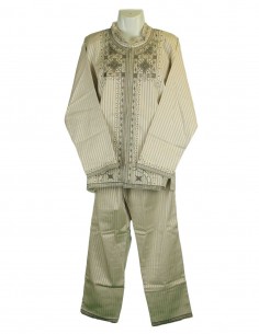 Moroccan jabador, light beige with matching embroidery