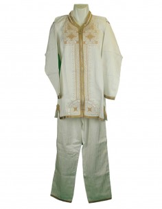Moroccan jabador, cream with gold embroidery