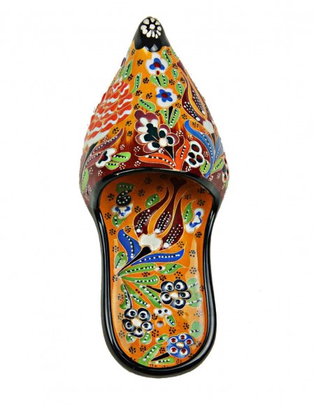 Babouche décorative en céramique à fleurs, orange