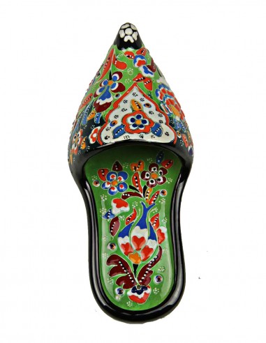 Decorative ceramic slipper with flowers, apple...