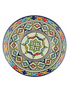 Moroccan Fez plate with central green star, 7.75 in