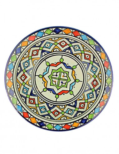 Moroccan Fez plate with central green star,...