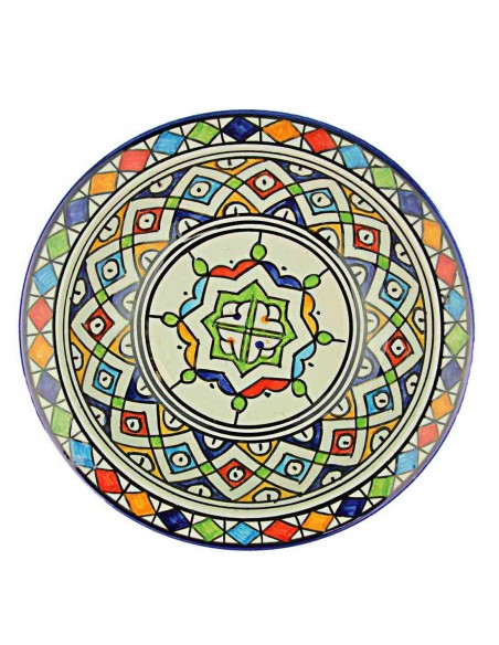 Assiette marocaine de Fès à étoile verte centrale, 7,75 po