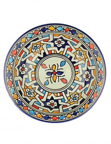 Assiette marocaine de Fès à fleur centrale...