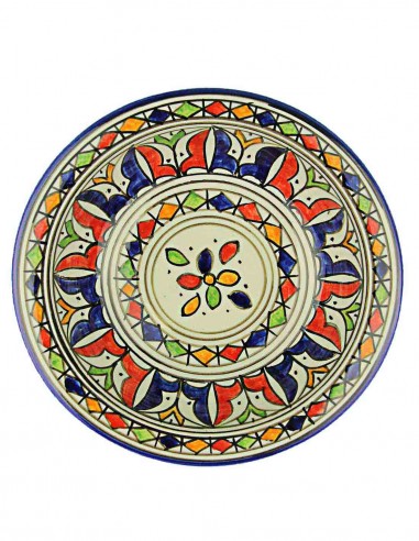 Assiette marocaine de Fès à fleur centrale et...