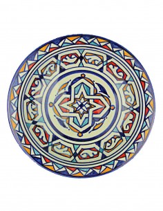 Moroccan Fez plate in blue and white with central...