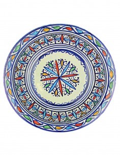 Assiette marocaine de Fès à étoile rouge et bleue sur...