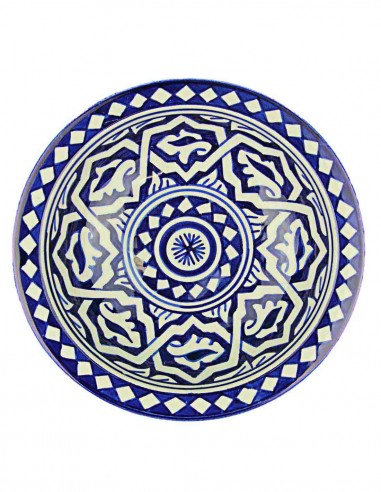 Moroccan Fez plate in blue and white with...