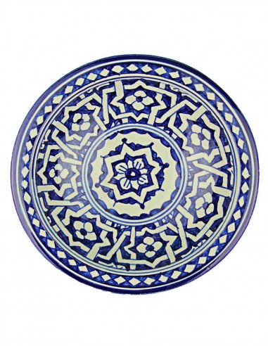 Moroccan Fez plate in blue and white with...