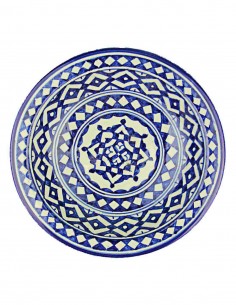 Moroccan Fez plate in blue and white with fine rosette,...