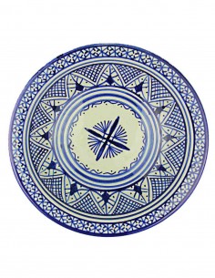 Assiette marocaine de Fès bleue et blanche à étoile fine...
