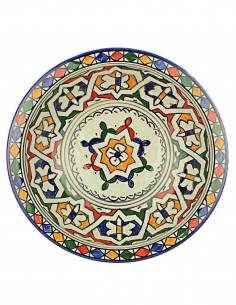 Assiette marocaine de Fès à étoile centrale et rosaces...