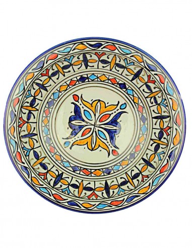 Assiette marocaine de Fès à fleur centrale...