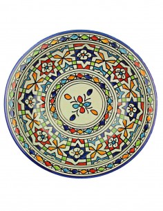Moroccan Fez plate with small central flower and floral...