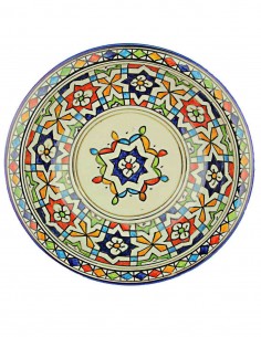Moroccan Fez plate with central blue star, model A, 9.5 in