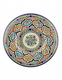 Assiette marocaine de Fès à médaillon central et...