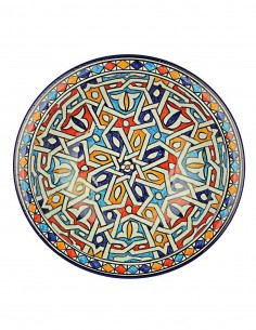 Assiette marocaine de Fès à étoile à huit branches bleue...