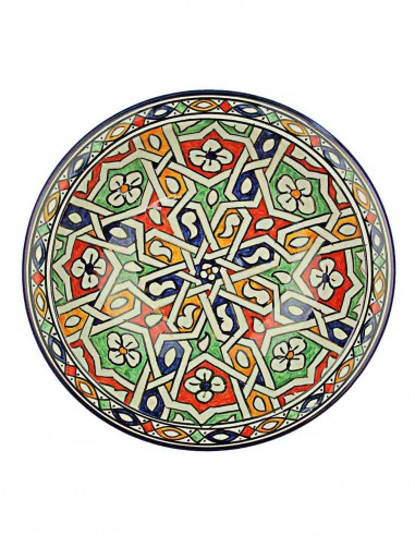 Moroccan Fez plate with green and red star,...