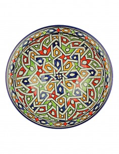 Assiette marocaine de Fès à étoile verte et bordure...