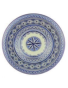 Assiette marocaine de Fès bleue et blanche à étoile...
