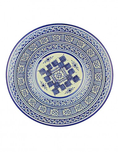 Assiette marocaine de Fès bleue et blanche à...