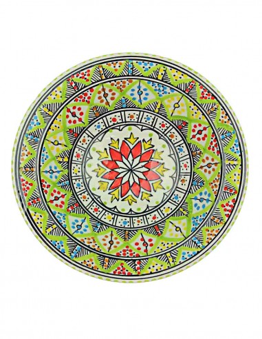 Assiette tunisienne vert anis à étoile rouge,...
