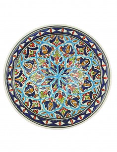 Assiette tunisienne turquoise à rosace, 10,75 po