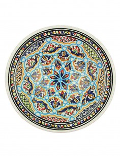 Tunisian plate with turquoise rosette, model A, 10.75 in